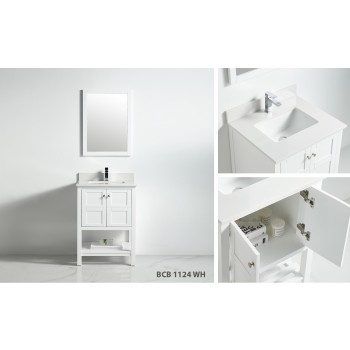 BNK BCB1124WS Austin Includes Bathroom Vanity, Mirror and Top Full Set