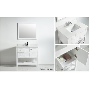 BNK BCB1136L Austin Includes Bathroom Vanity, Mirror and Top Full Set